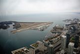 View from the top of the CN Tower overlooking an airport
